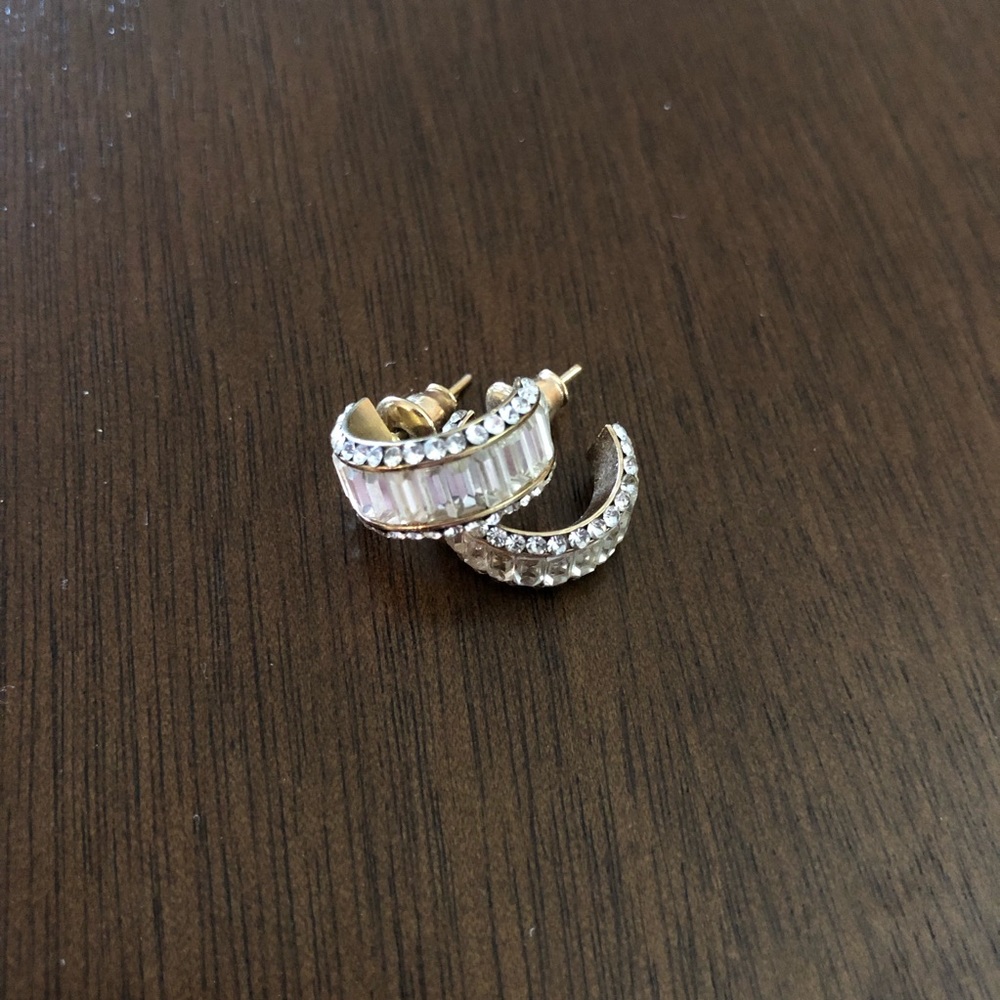 Crystal 3/4 Small Hoop Earrings